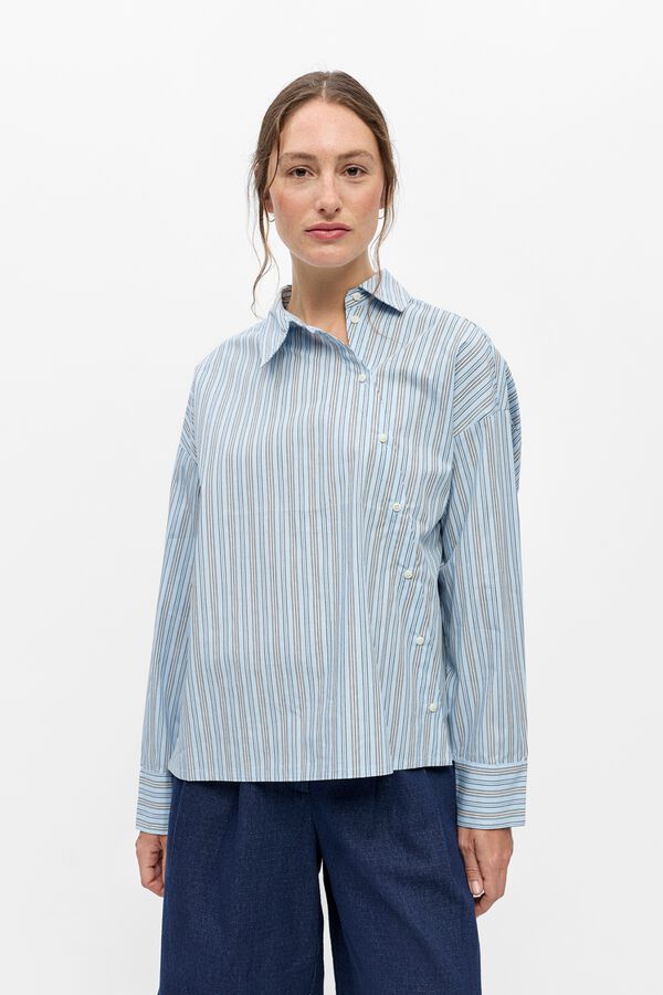 Object Camisa assim&eacute;trica &agrave;s riscas Azul
