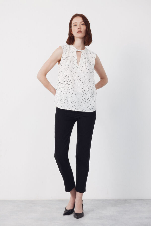 Cortefiel Cropped teardrop top Printed white