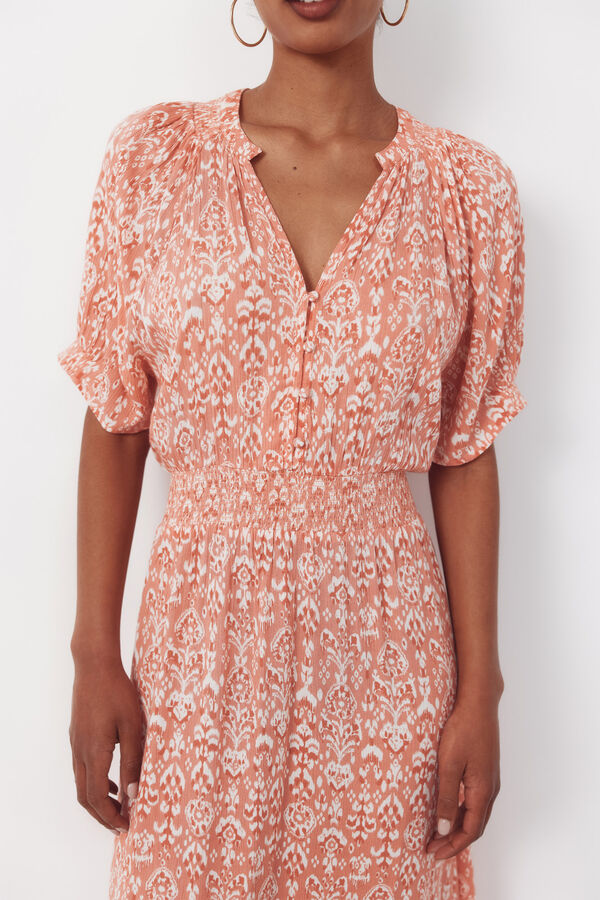 Cortefiel Short-sleeved dress Printed red