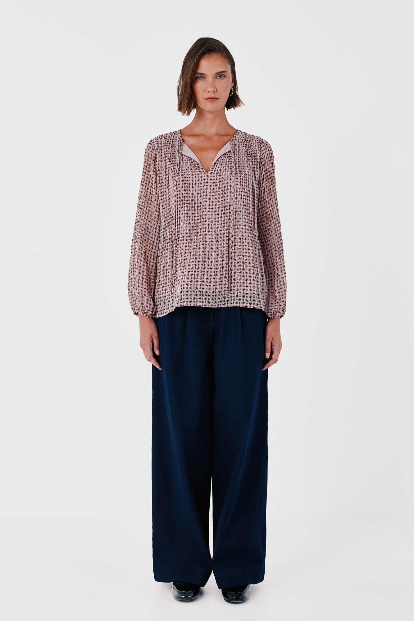 Cortefiel Pleated tie blouse