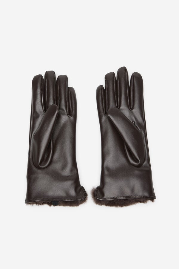 Cortefiel Fur effect glove Dark brown