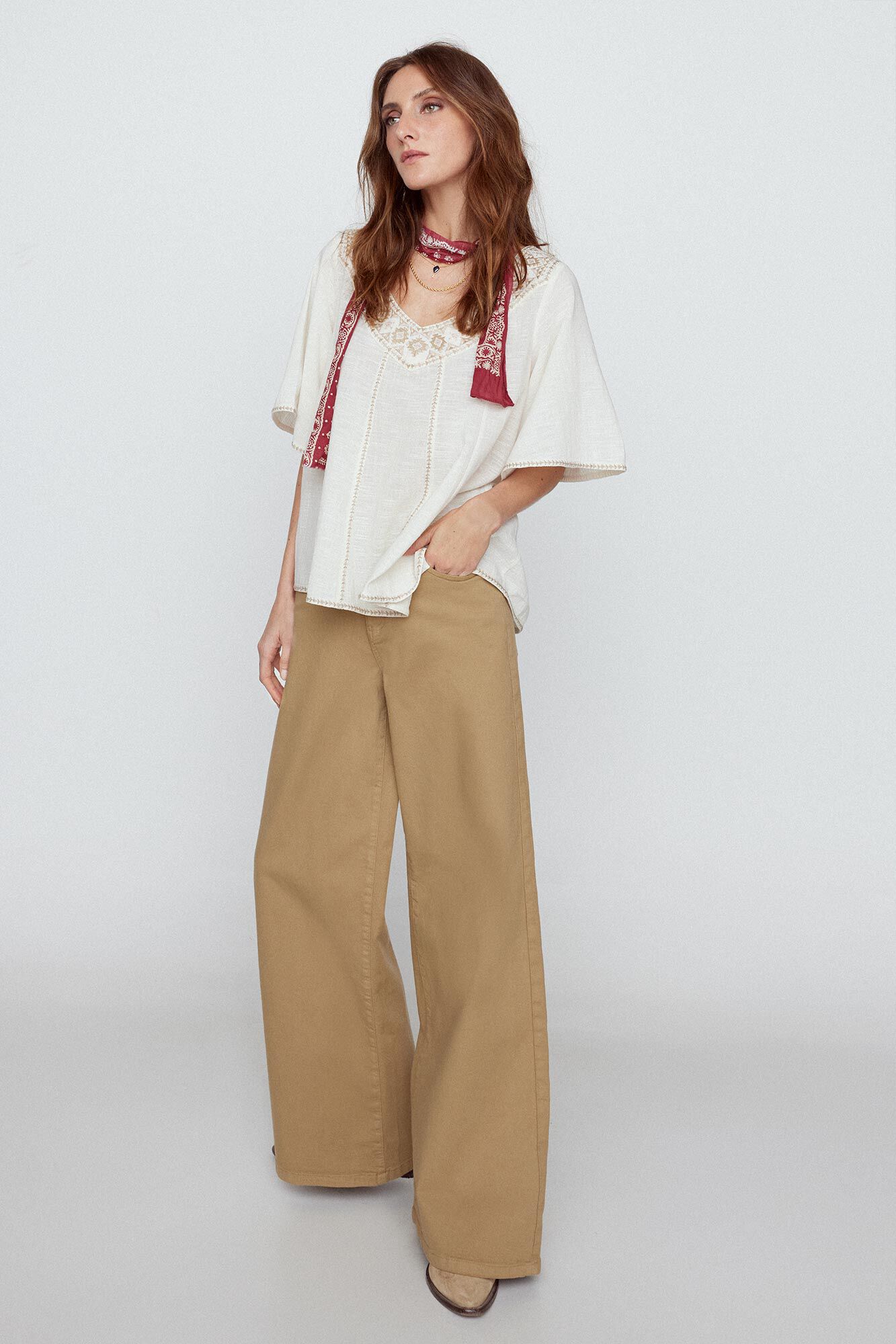 Pantal n Palazzo Largo Pantalons en jean pour femme Cortefiel