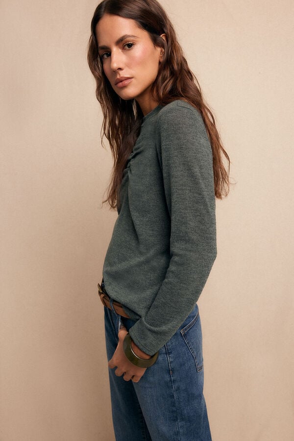 Slowlove Top frunce Kaki