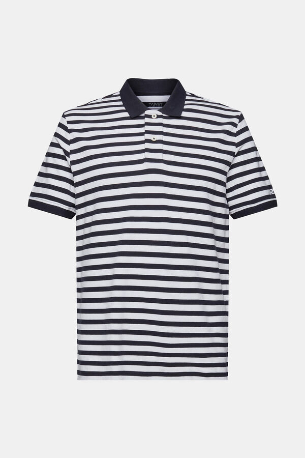 Cortefiel Essential striped cotton piqué polo shirt Printed blue