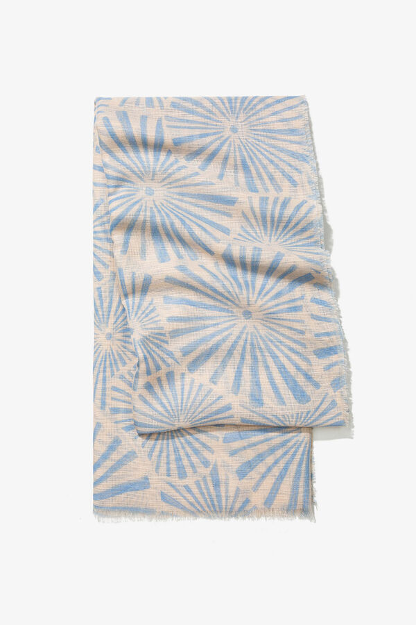 Cortefiel Geometric Floral Print Scarf Blue