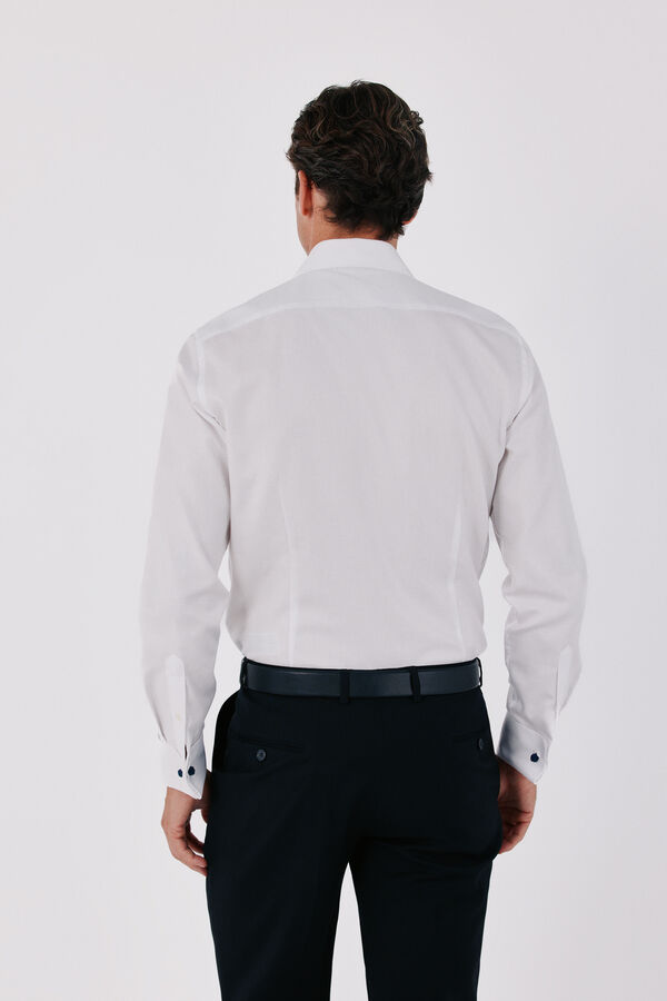 Cortefiel Camisa de vestir otomano slim fit f&aacute;cil de passar a ferro Branco