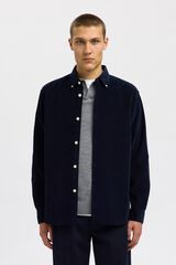 Selected Camisa de bombazina 100% algod&atilde;o org&acirc;nico Azul