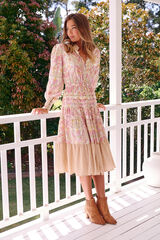 Jaase Vestido midi estampado Serenade Subiu