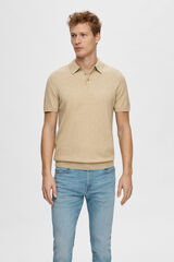 Cortefiel Short-sleeved polo shirt in 100% cotton jersey-knit Beige