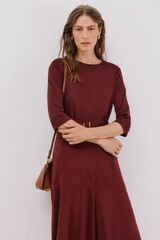 Cortefiel Combined dress with belt Maroon