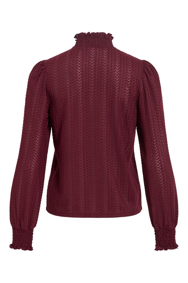 Vila High neck textured blouse Maroon