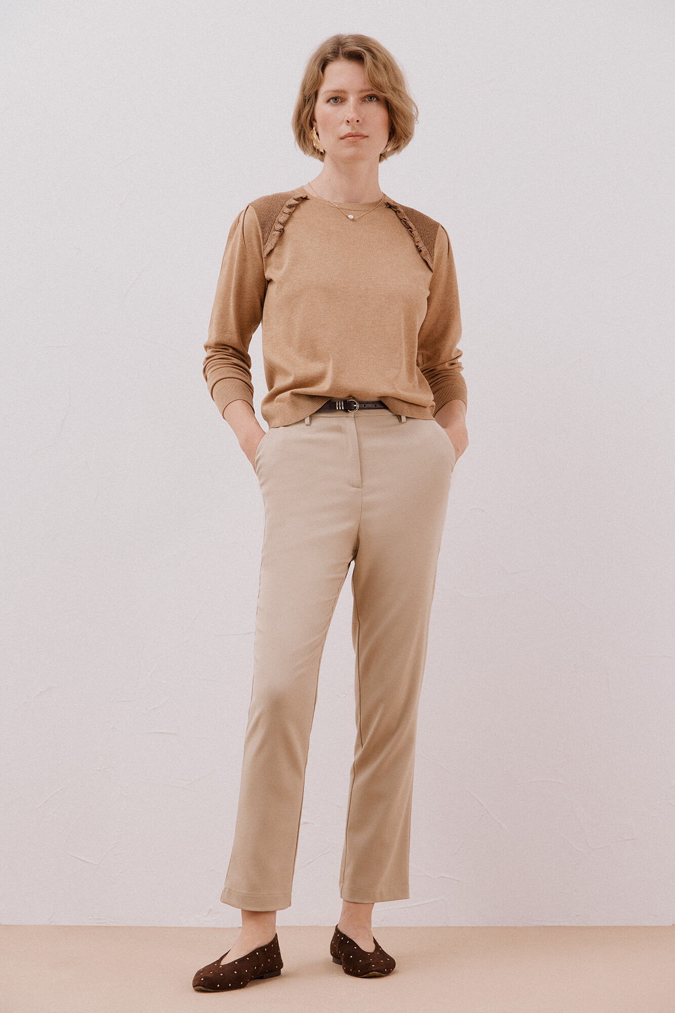 Cortefiel Jersey with ruffle trim