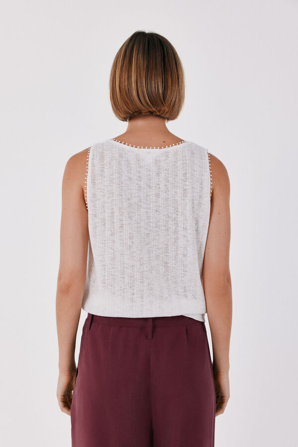Cortefiel Lace trim vest top White