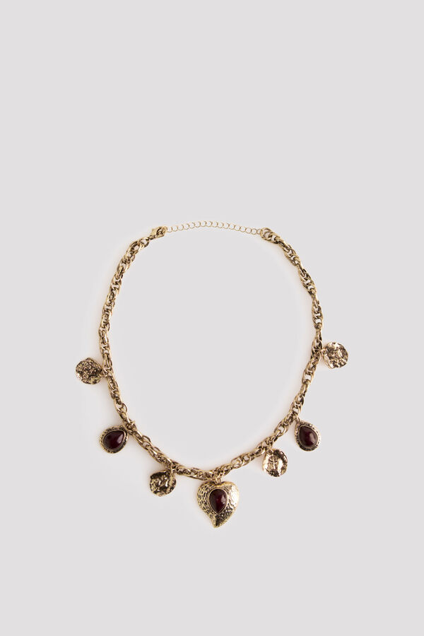 Cortefiel Heart charms chain Gold