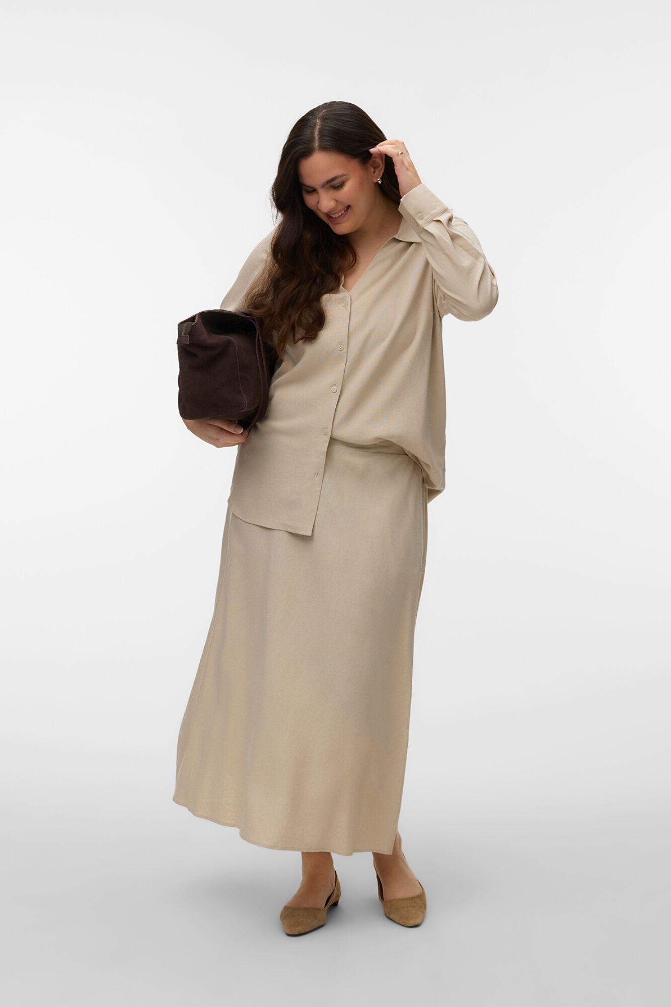 Vero Moda Curve Linen 7/8 plus size skirt