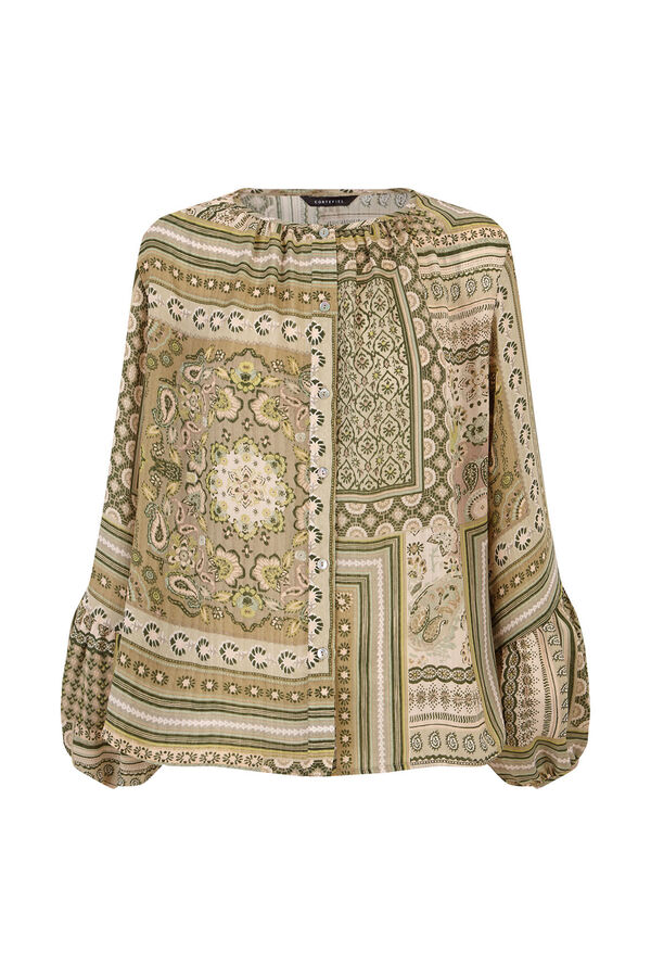 Cortefiel Printed blouse Kaki