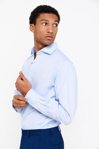 Cortefiel Plain easy-iron textured dress shirt Blue