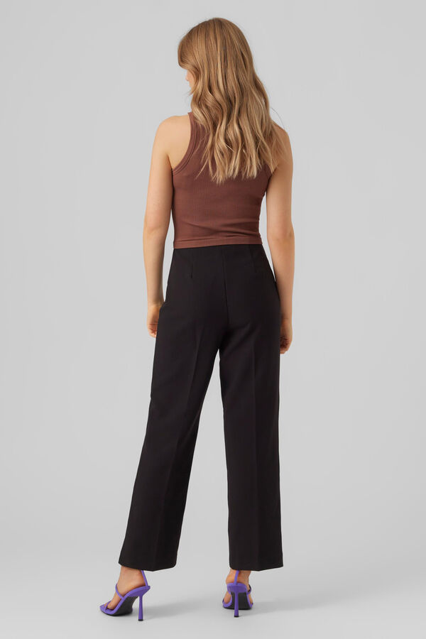 Cortefiel Women's straight, high waist trousers Black