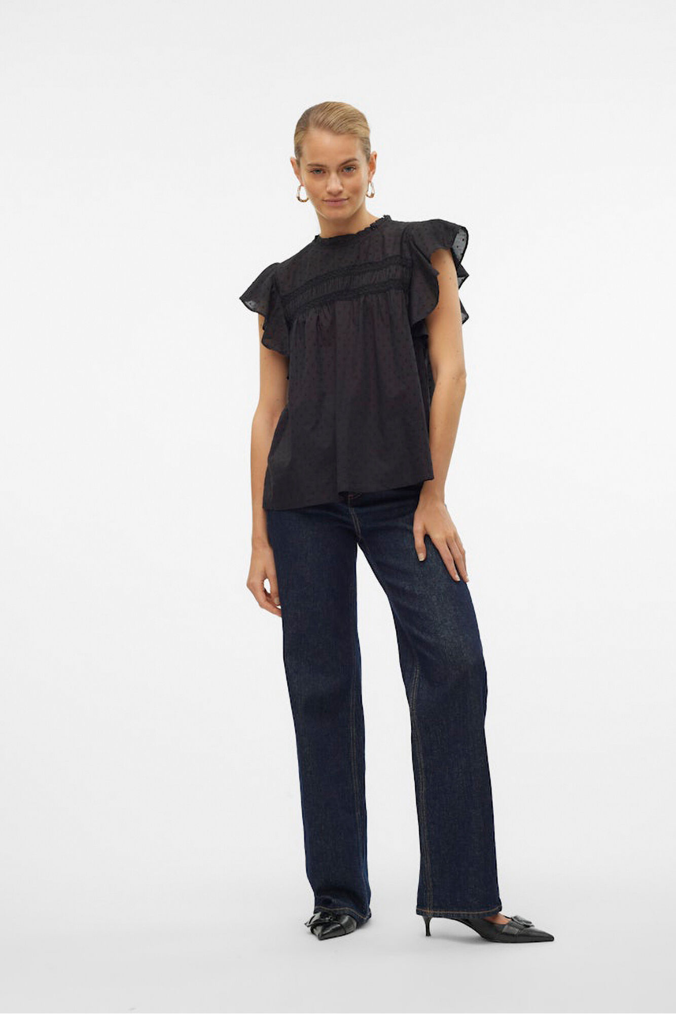 Vero Moda Blusa fluida de cuello redondo