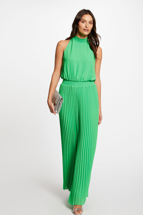 Cortefiel Long pleated jumpsuit Green