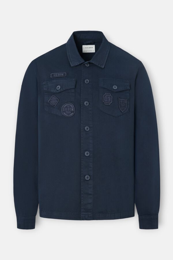 Silbon Patches overshirt Navy