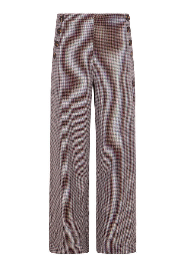 Cortefiel Pantalón de mujer crop y ancho Estampado granate