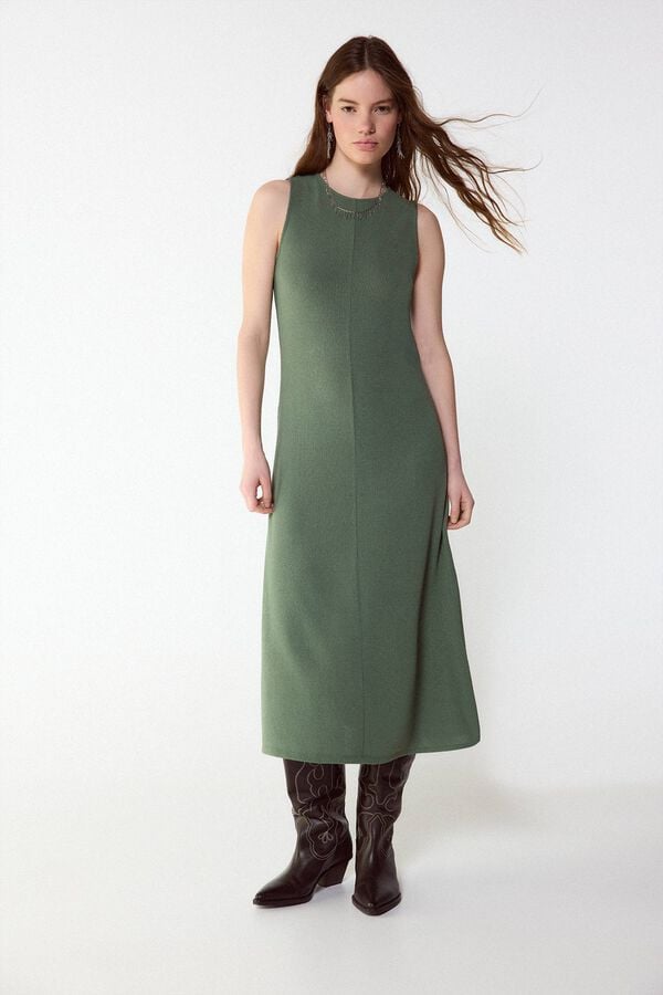 Slowlove Structured basic dress Kaki