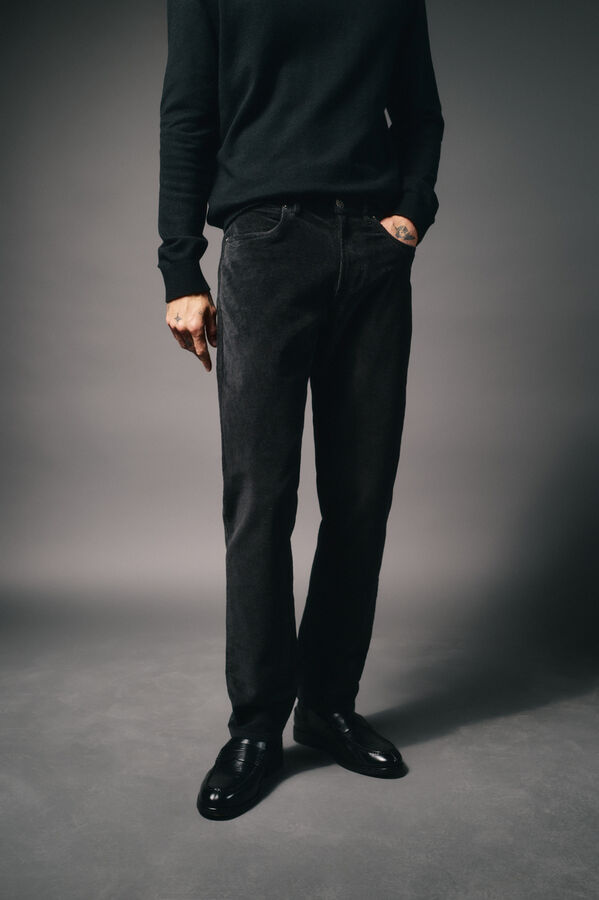 OOTO Calça de pana 5 bolsos slim fit Cinzento