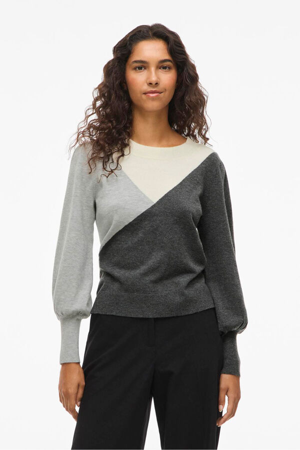 Vila Camisola de malha com viscose Cinzento