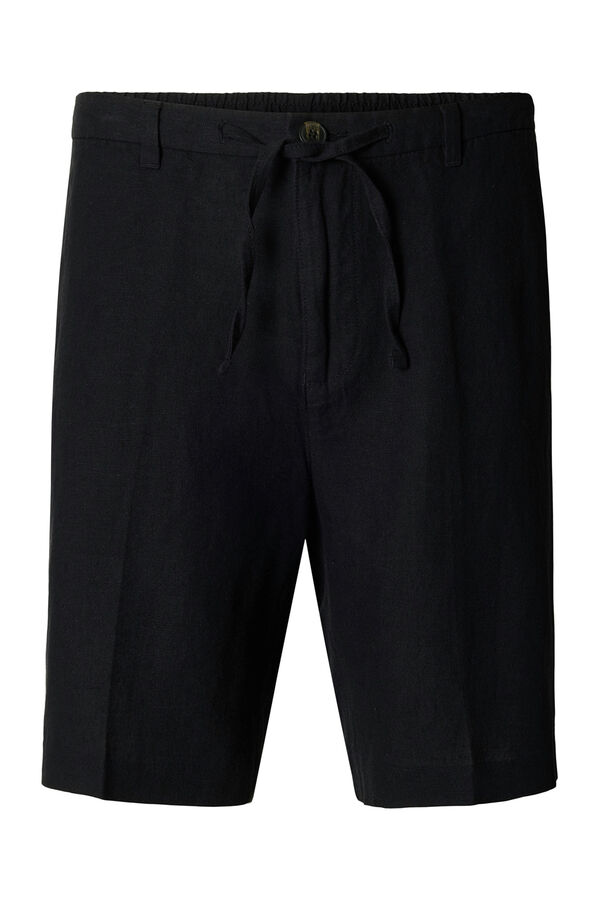 Selected Shorts calças chino de linho Preto