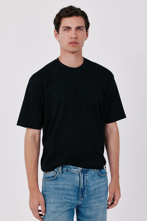 Cortefiel Plain T-shirt Black