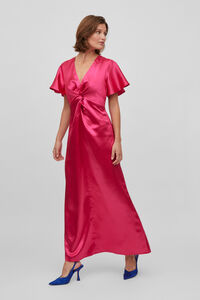 Cortefiel Satin dress with short sleeves  Pink