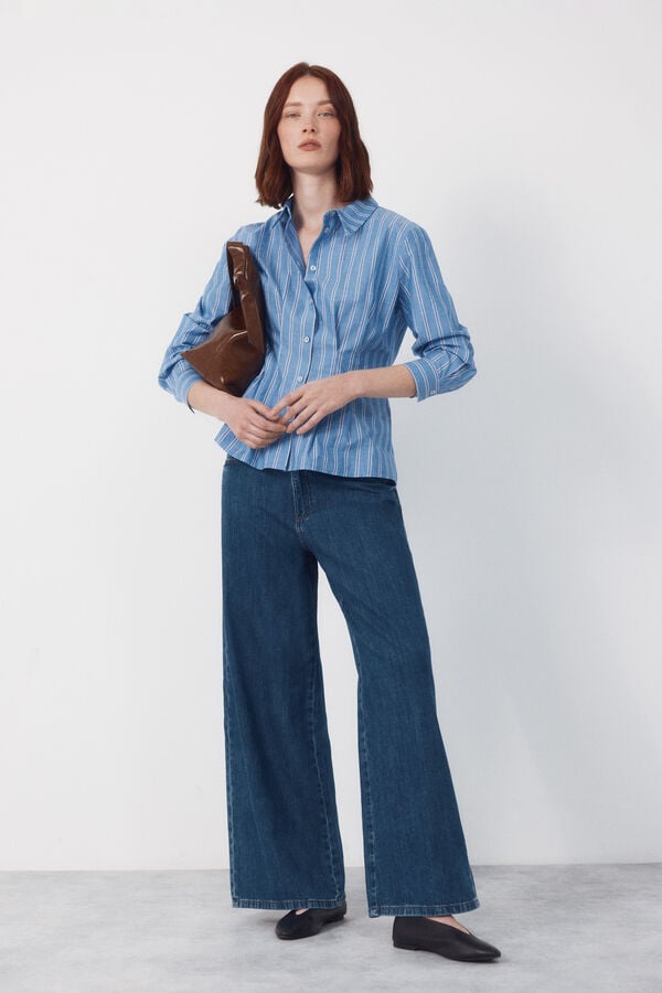 Cortefiel Fitted striped shirt Printed blue