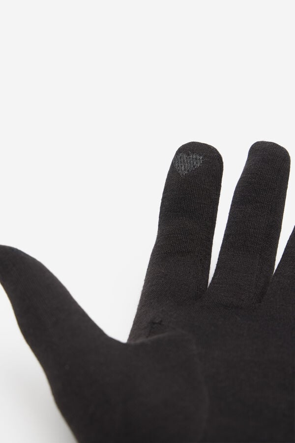 Cortefiel Hairy nylon glove Black