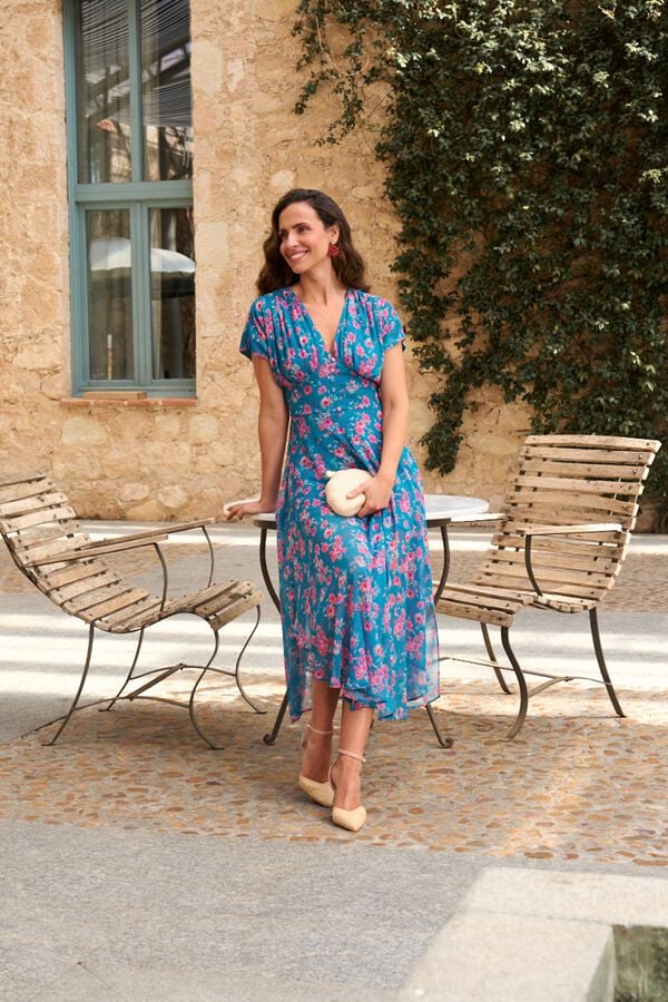 Pol&iacute;n Et Moi Vestido de flores turquesa Azul