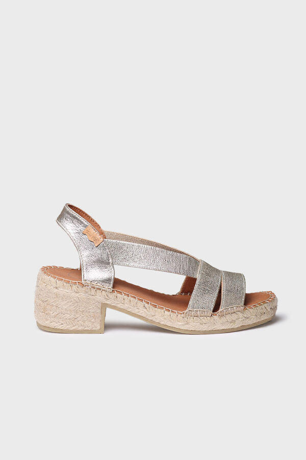 Toni Pons Sand&aacute;lia de salto em pele com el&aacute;sticos Dourado