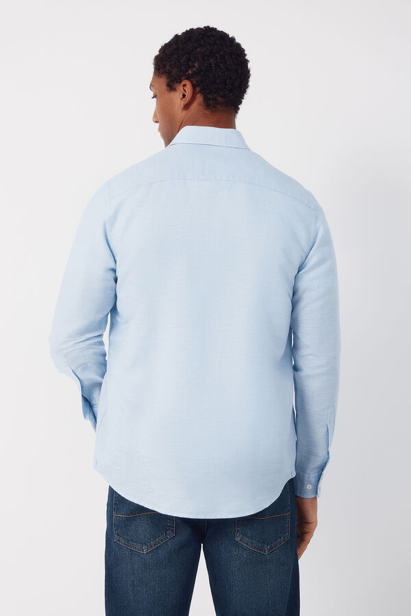 Cortefiel Plain linen cotton shirt Blue