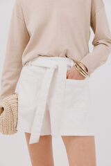 Cortefiel Denim shorts with tie belt  White