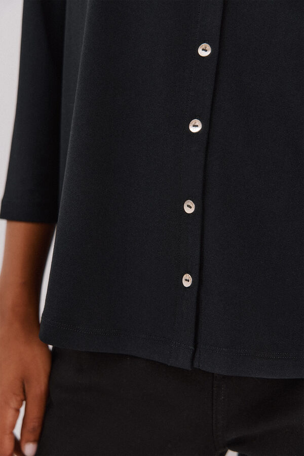 Cortefiel Elastic buttons shirt Black