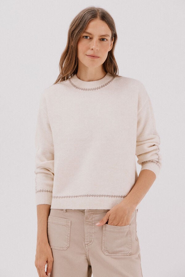 Cortefiel Jersey Perkins contrastes Marfil