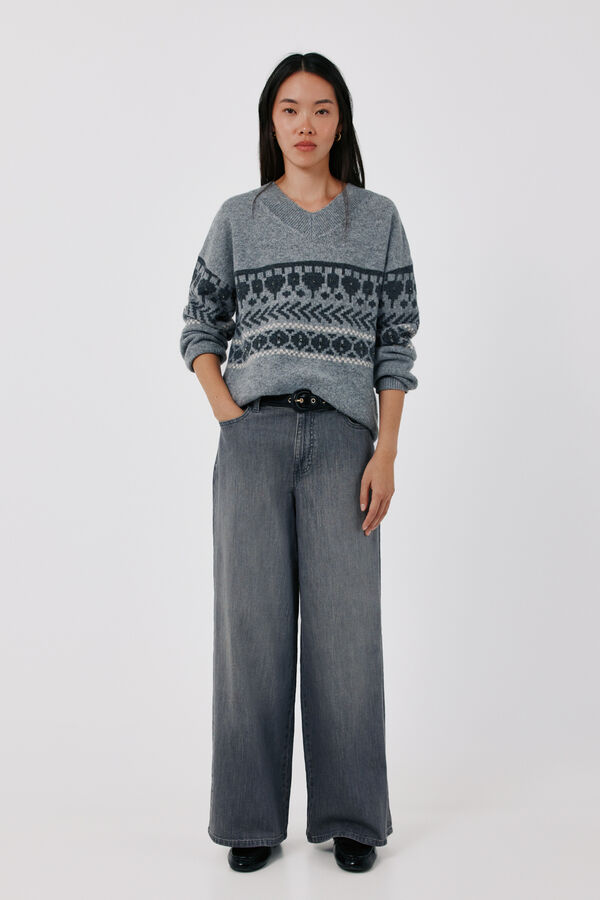 Cortefiel Jacquard gemstones jumper Grey
