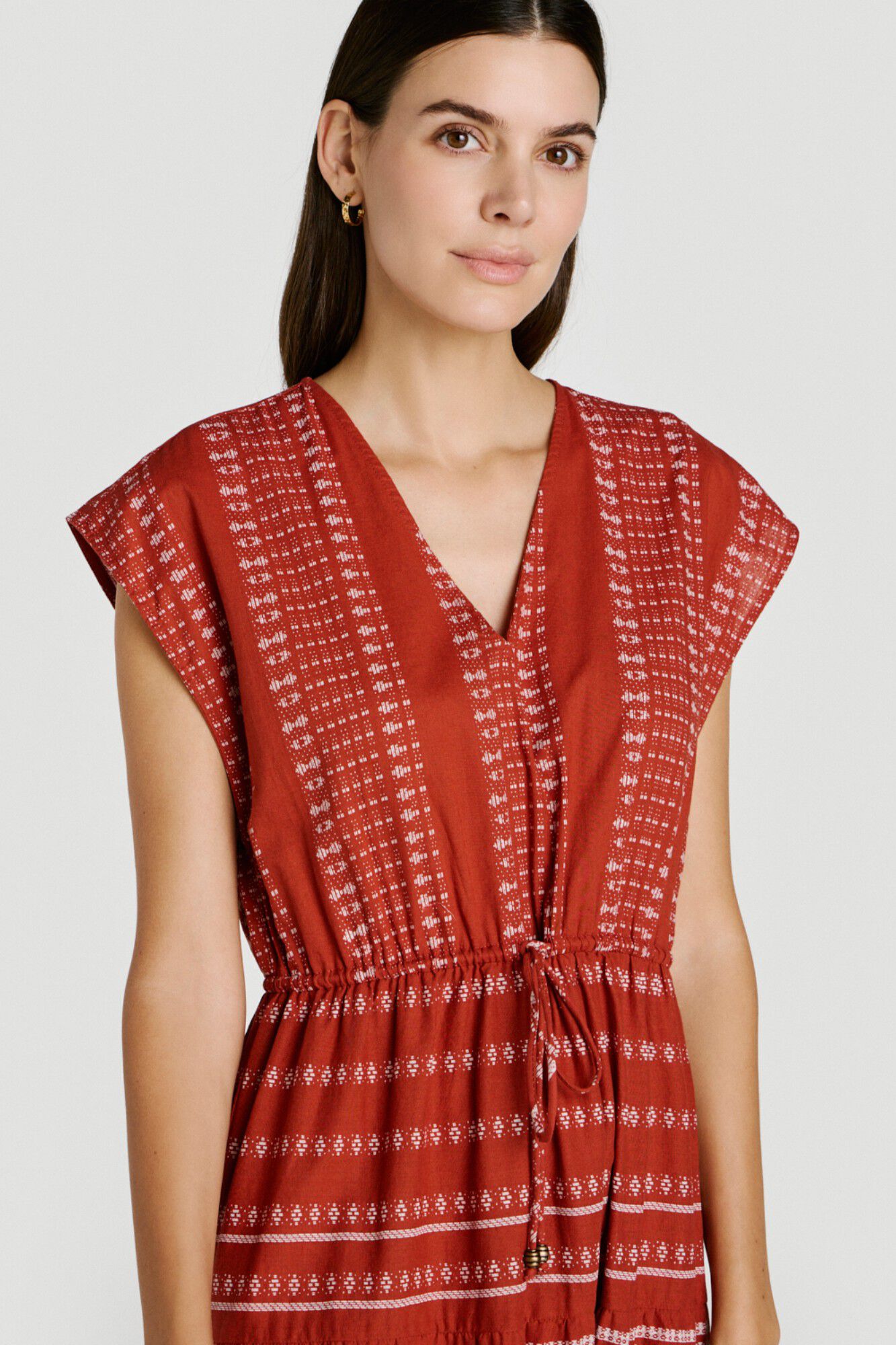 Vila Vestido midi de algod&oacute;n org&aacute;nico con estampado &eacute;tnico