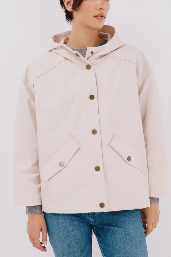 Cortefiel Short jacket with snap buttons Ivory