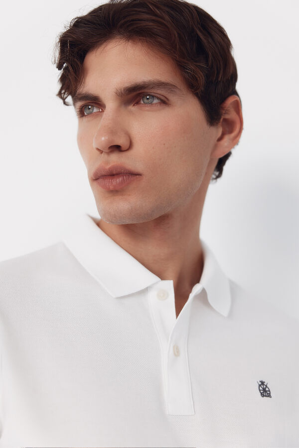 Cortefiel Piqu&eacute; basic slim polo shirt White