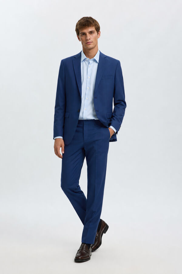 Selected Wool Slim Fit suit trousers Blue