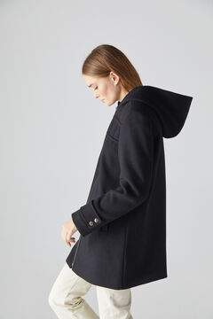 Cortefiel Short zipped hooded coat Black