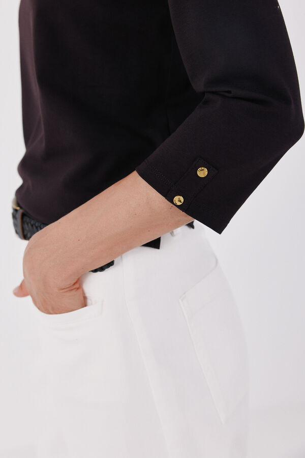 Cortefiel Boat neck T-shirt Dark brown