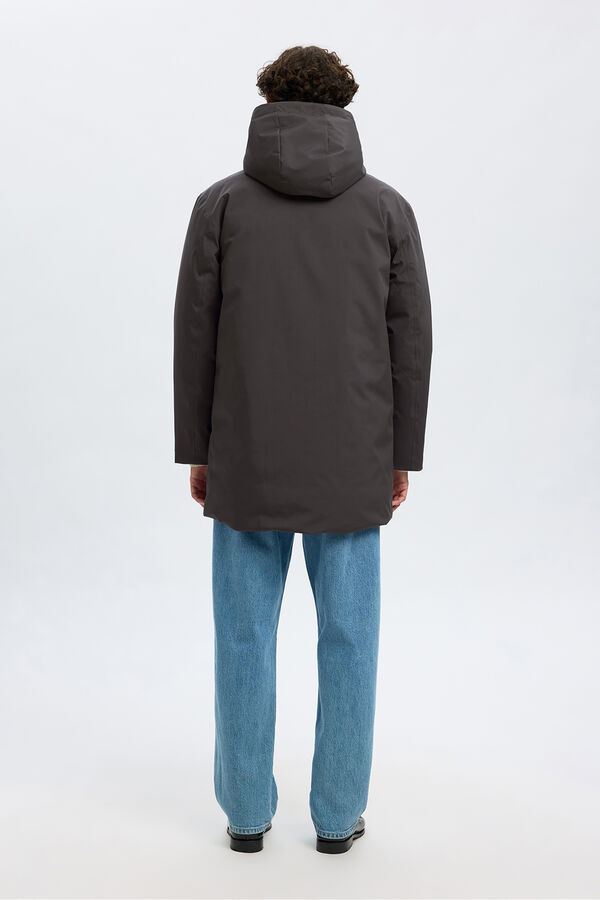 Selected Parka impermeável com capuz Cinzento