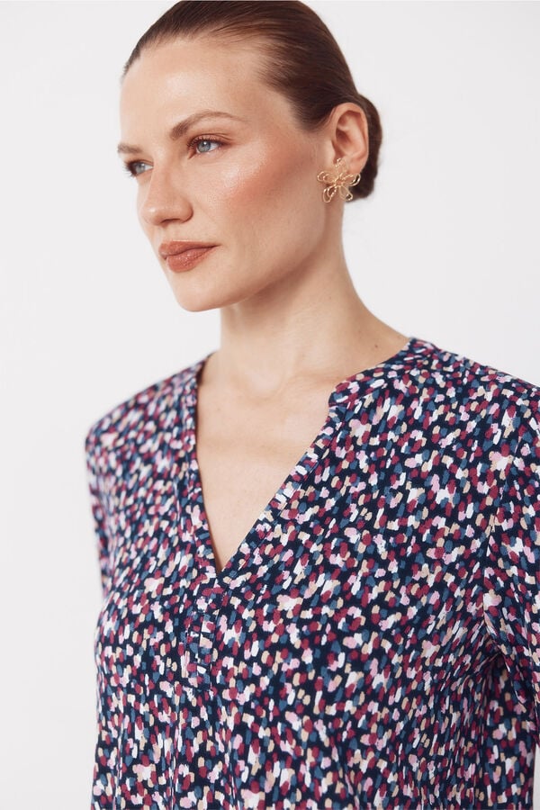 Cortefiel Basic top with mandarin collar Multicolour