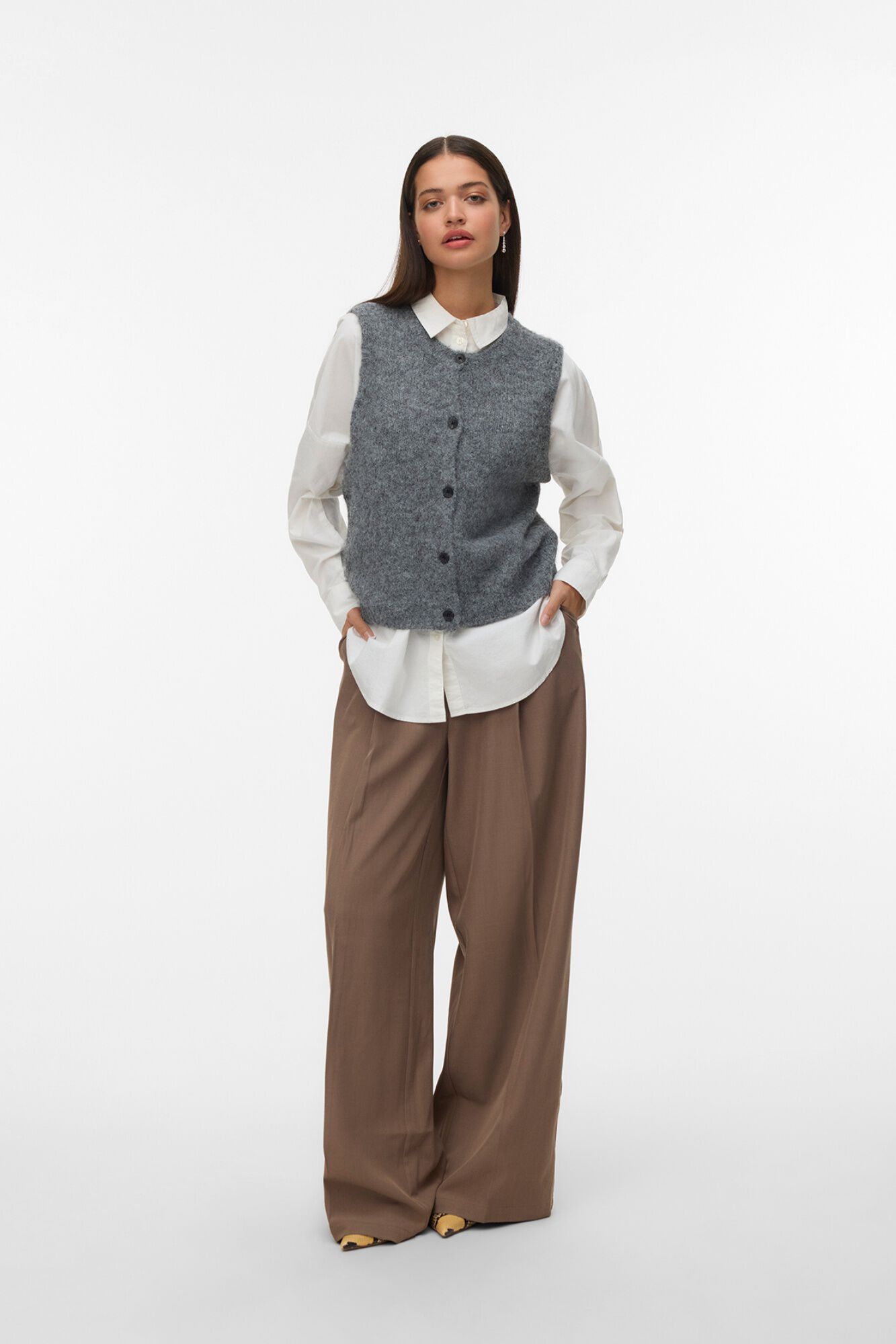 Vero Moda Colete de malha com bot&otilde;es